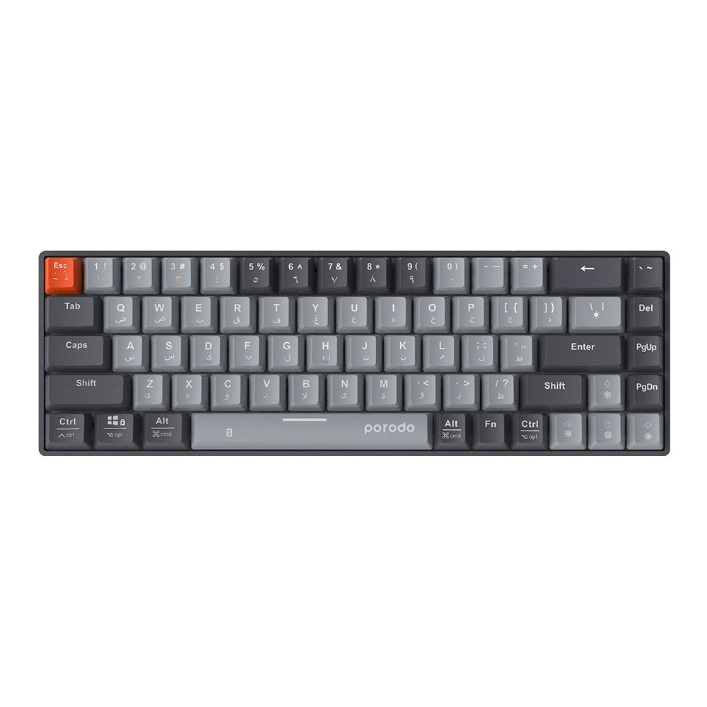 Porodo 68-Keys Wireless Mechanical Keyboard (English/Arabic) Ergonomic Stylish 4 Porodo 68-Keys Wireless Mechanical Keyboard (English/Arabic) Ergonomic Stylish - Image 4