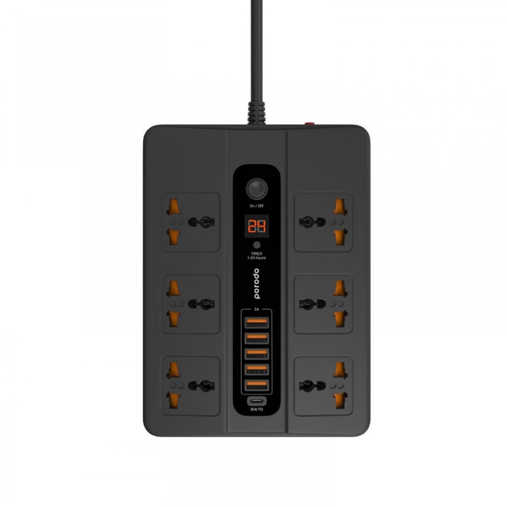 Porodo 6 AC 5 USB & USB-C PD Multiport Socket - Image 4