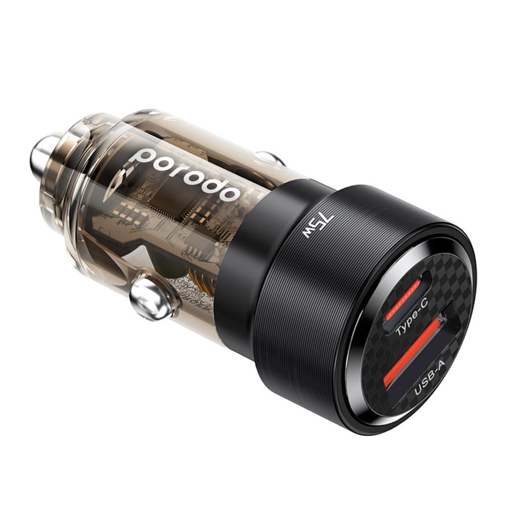 Porodo 75W Transparent Dual Port Car Charger PD 45W QC 30W 3 Porodo 75W Transparent Dual Port Car Charger PD 45W QC 30W - Image 3