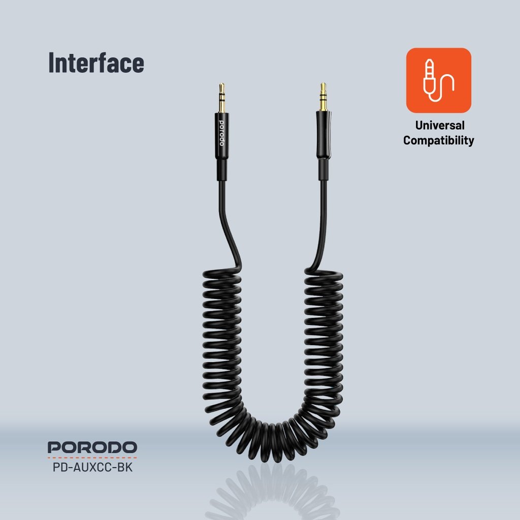 Porodo AUX 3.5 to 3.5 Coil Cable 1.2M - Black - Image 7