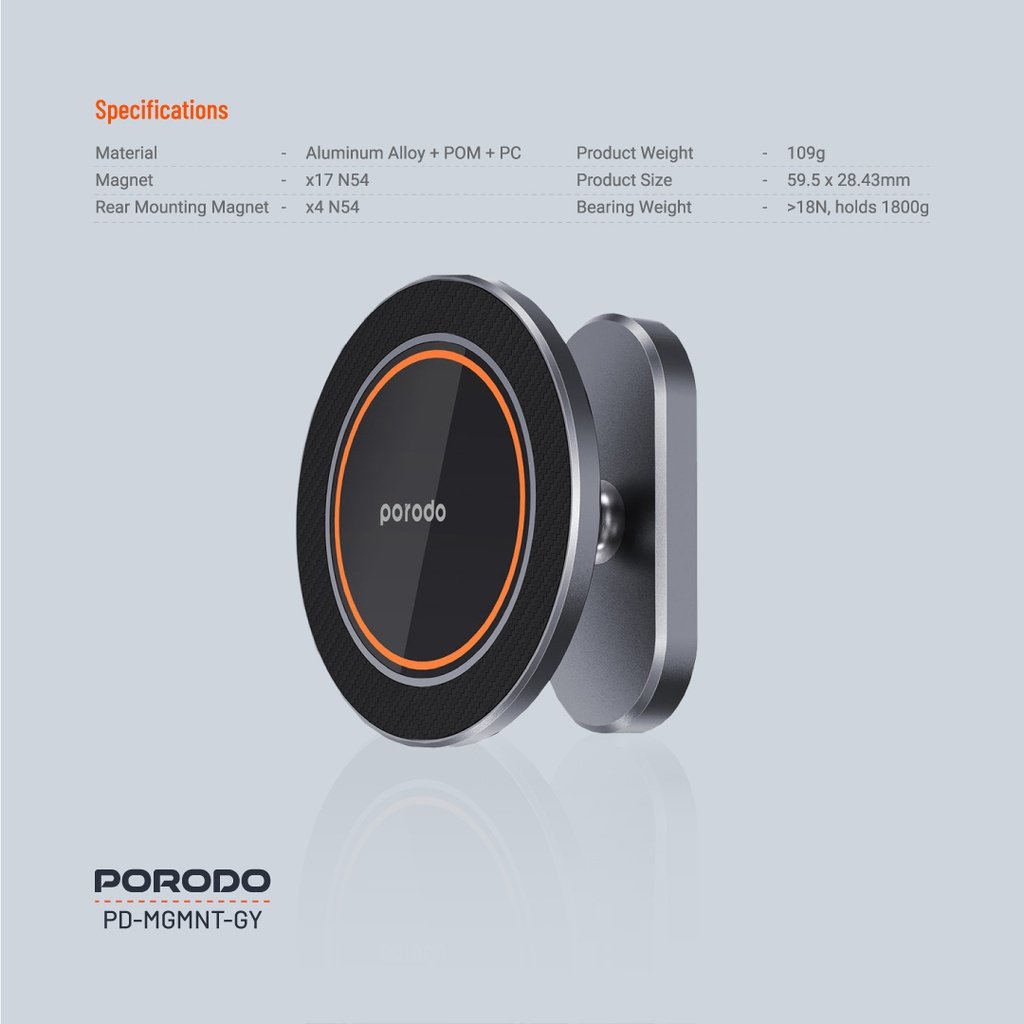 Porodo Aluminum Alloy MagSafe Mount Metal Base & Smooth Rotation - Grey 3 Porodo Aluminum Alloy MagSafe Mount Metal Base & Smooth Rotation - Grey - Image 3