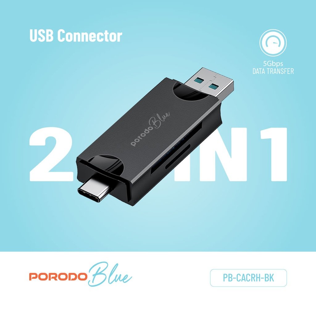 Porodo Blue 2-in-1 Card Reader with Card Holder 5 Porodo Blue 2-in-1 Card Reader with Card Holder - Image 5