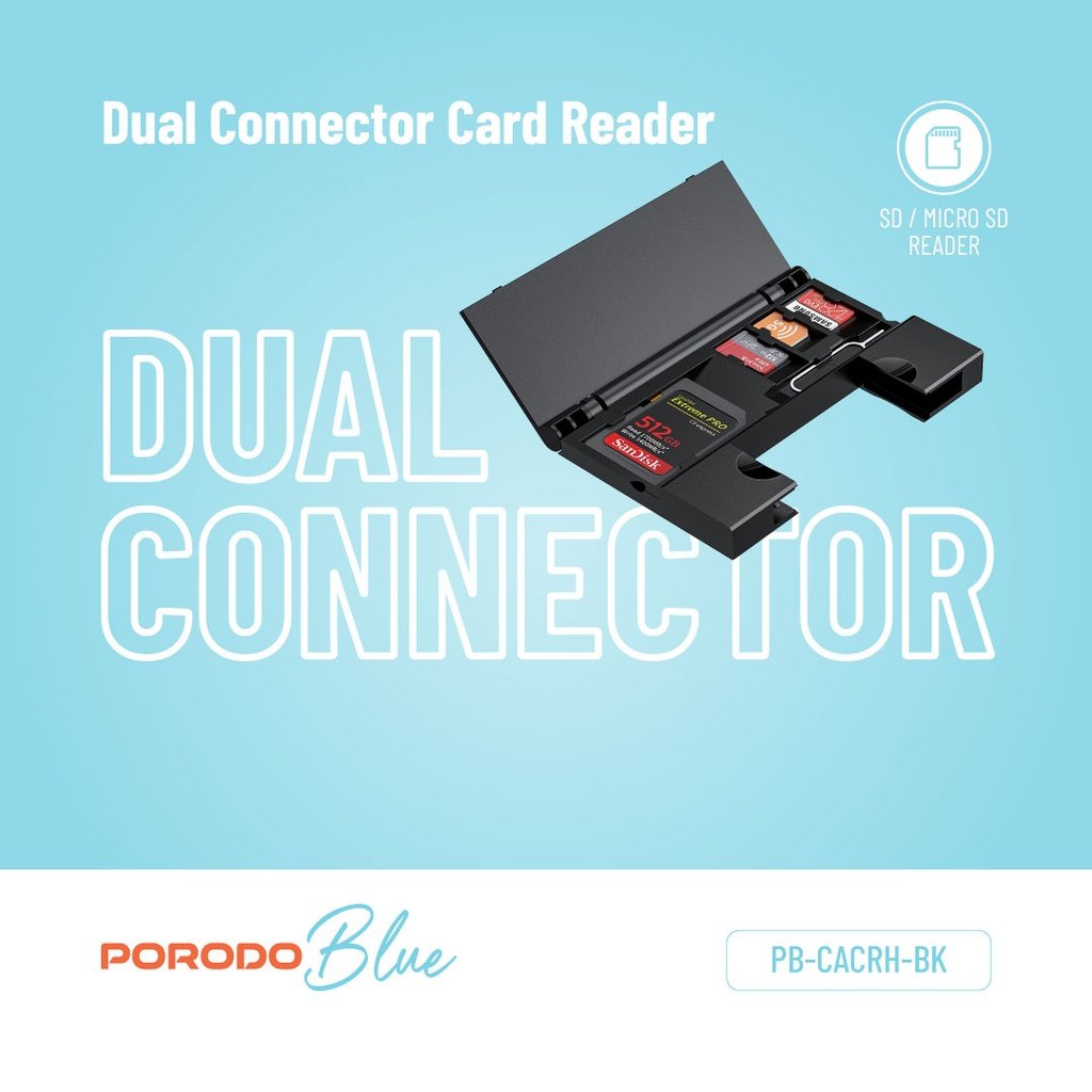 Porodo Blue 2-in-1 Card Reader with Card Holder 7 Porodo Blue 2-in-1 Card Reader with Card Holder - Image 7