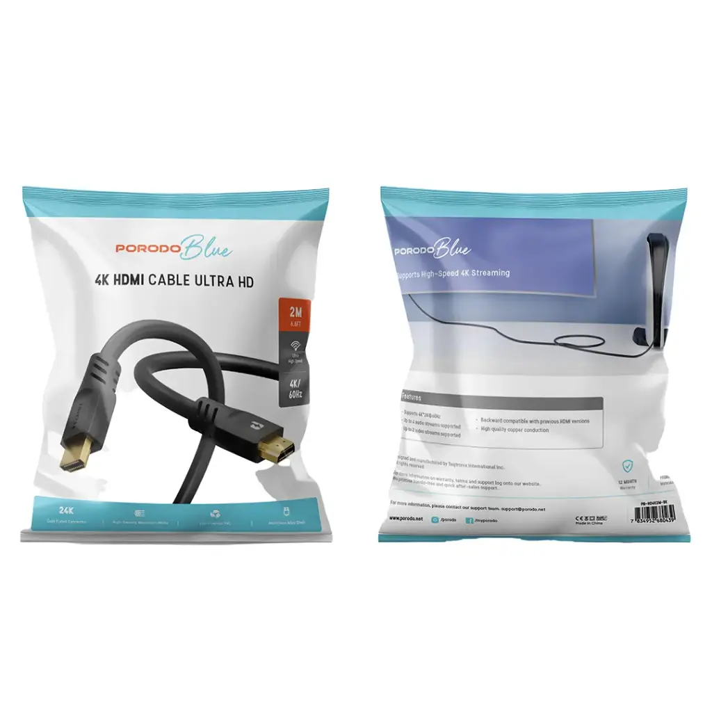 Porodo Blue 4K/60Hz HDMI Cable Ultra HD (3m/9.8ft) 3 Porodo Blue 4K/60Hz HDMI Cable Ultra HD (3m/9.8ft) - Image 3