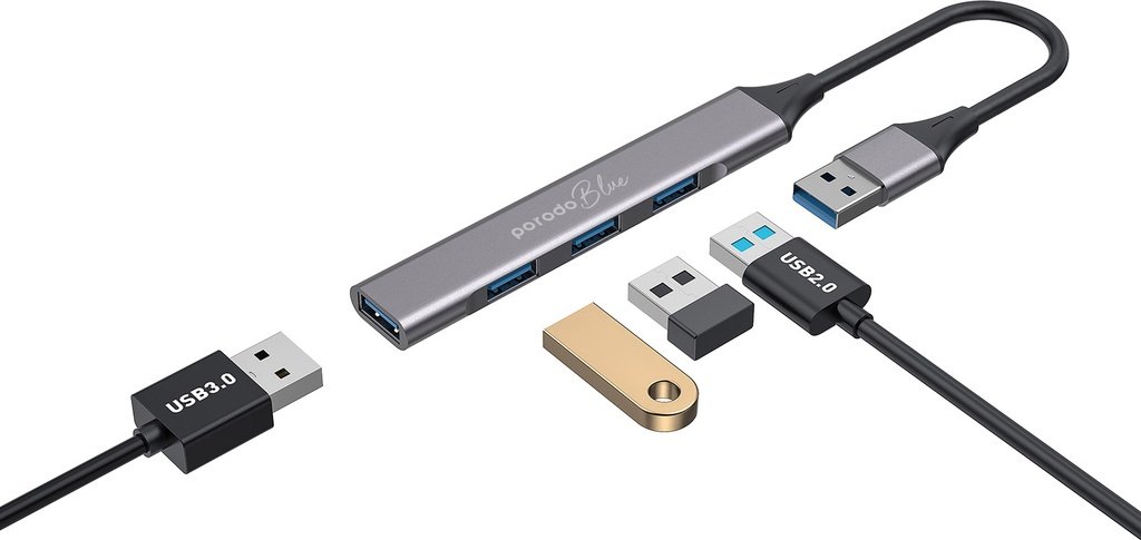 Porodo Blue 4 in1 USB-A Hub to 1 x USB-A 3.0 5Gbps and 3 x USB- A 2.0 480Mbps 3 Porodo Blue 4 in1 USB-A Hub to 1 x USB-A 3.0 5Gbps and 3 x USB- A 2.0 480Mbps - Image 3