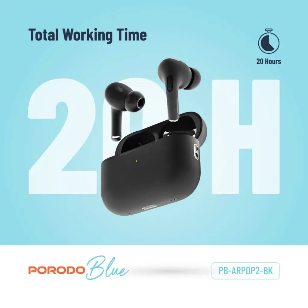 Porodo Blue Deep Bass Wireless Earbuds Pro 2 with Swipe Volume 5 Porodo Blue Deep Bass Wireless Earbuds Pro 2 with Swipe Volume - Image 5