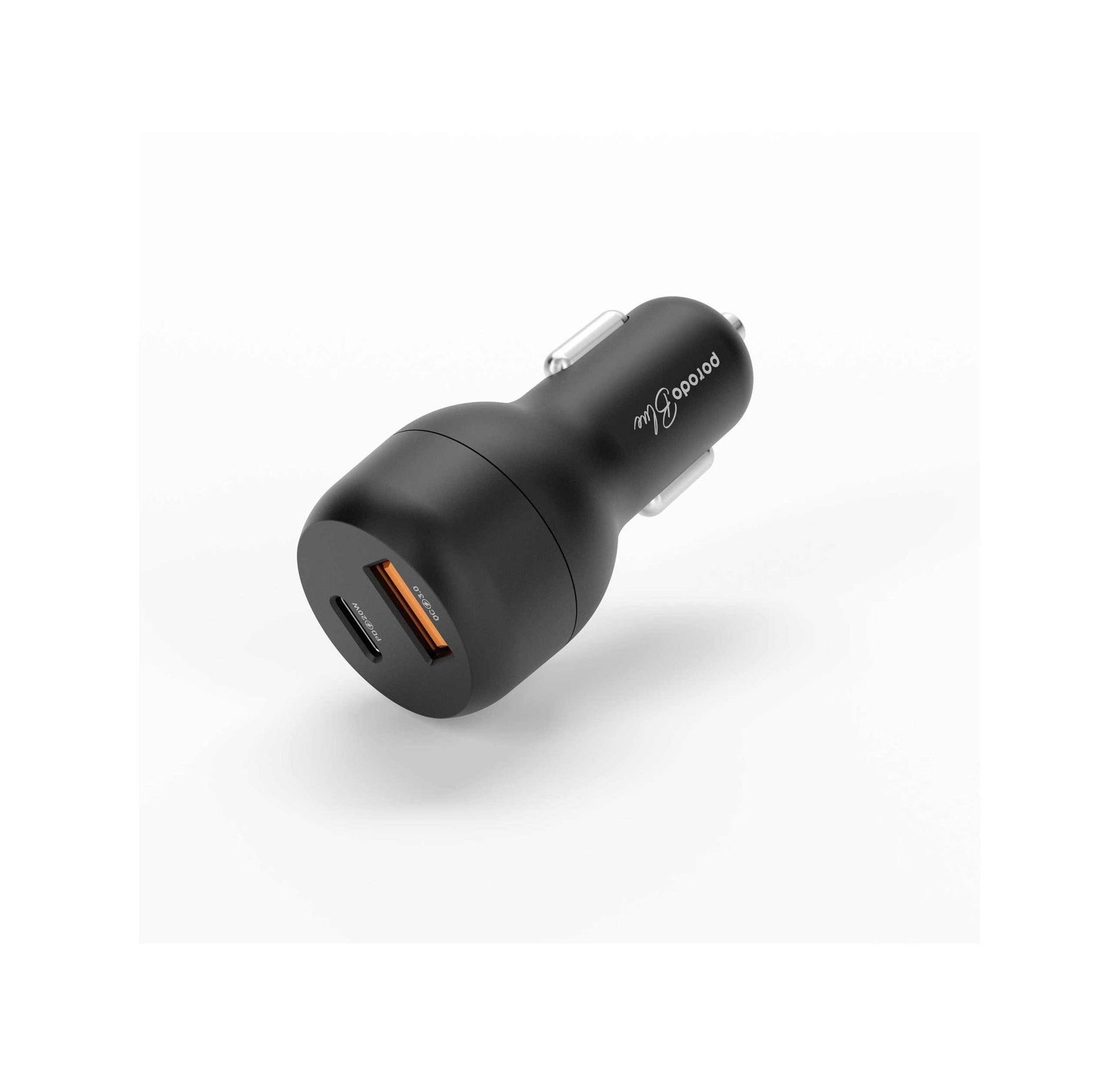 Porodo Blue Dual Port Car Charger QC3.0 18W + PD 20W - Black 1 Porodo Blue Dual Port Car Charger QC3.0 18W + PD 20W - Black