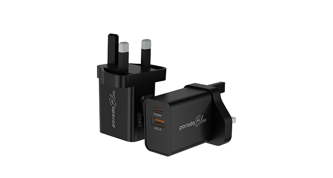 Porodo Blue Dual Port Wall Charger USB-A Quick Charge 3.0 1 Porodo Blue Dual Port Wall Charger USB-A Quick Charge 3.0