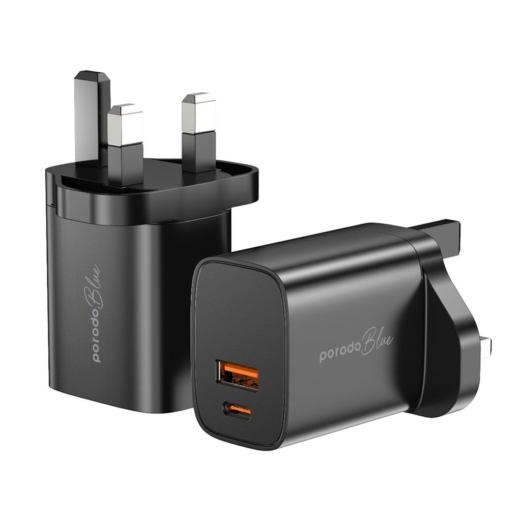 Porodo Blue Dual Port Wall Charger USB-A Quick Charge 3.0 2 Porodo Blue Dual Port Wall Charger USB-A Quick Charge 3.0 - Image 2