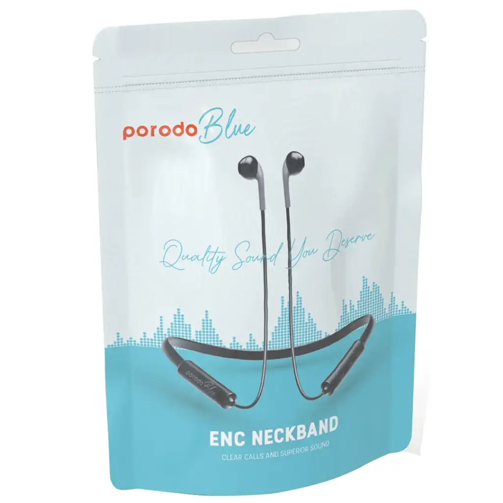 Porodo Blue ENC Neckband Apple Buds Earphones - Black 3 Porodo Blue ENC Neckband Apple Buds Earphones - Black - Image 3