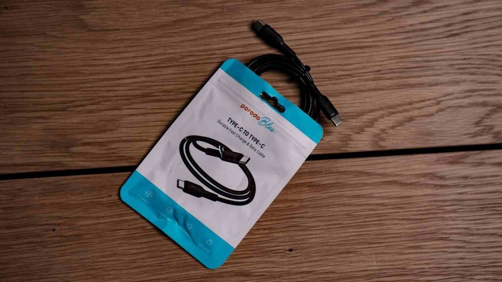 Porodo Blue PVC Type-C to Type-C Cable 1M 60W – Black 3 Porodo Blue PVC Type-C to Type-C Cable 1M 60W – Black - Image 3