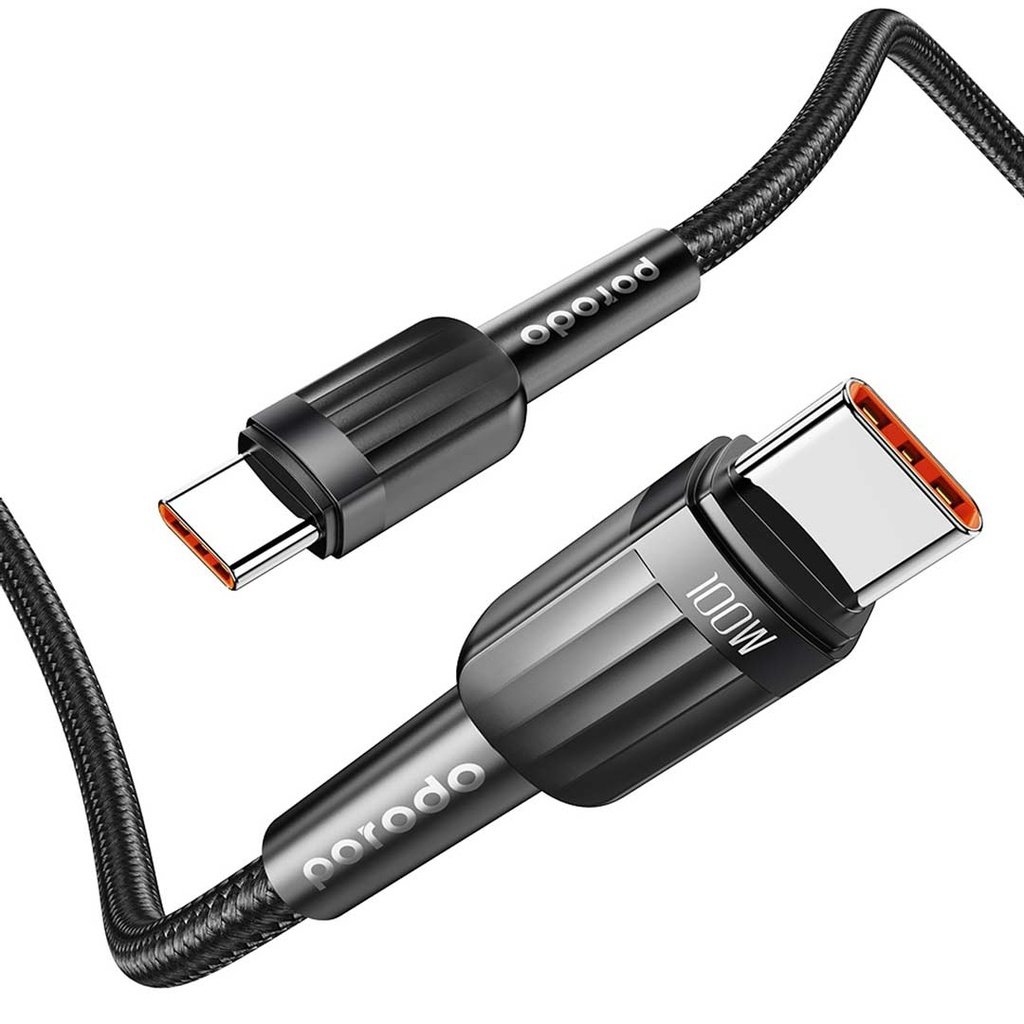 Porodo Braided 100W PD C to C Fast Charging Cable 1M 3 Porodo Braided 100W PD C to C Fast Charging Cable 1M - Image 3