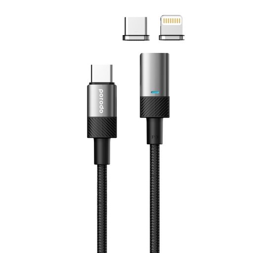 Porodo Braided 100W PD C to C+L Fast Charging cable with Magnetic Head 1.2M 2 Porodo Braided 100W PD C to C+L Fast Charging cable with Magnetic Head 1.2M - Image 2