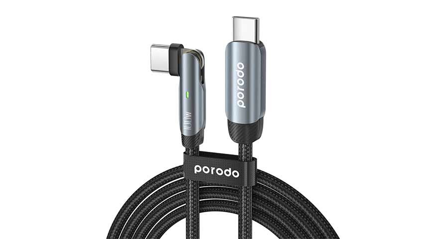 Porodo Braided 100W PD C to C Cable With Rotatable Head 1M 1 Porodo Braided 100W PD C to C Cable With Rotatable Head 1M