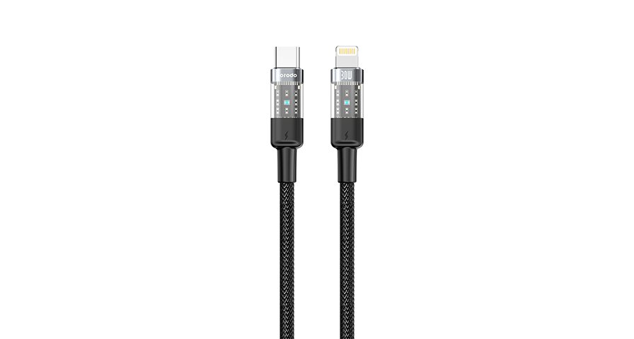Porodo Braided 30W PD C to Lightning Fast Charging Cable with Transparent Head 1.2M 1 Porodo Braided 30W PD C to Lightning Fast Charging Cable with Transparent Head 1.2M