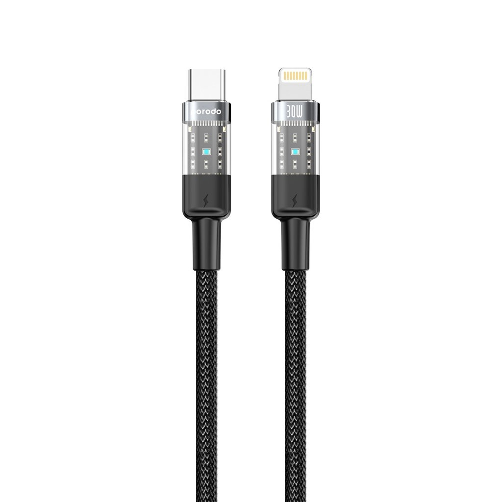 Porodo Braided 30W PD C to Lightning Fast Charging Cable with Transparent Head 1.2M 2 Porodo Braided 30W PD C to Lightning Fast Charging Cable with Transparent Head 1.2M - Image 2