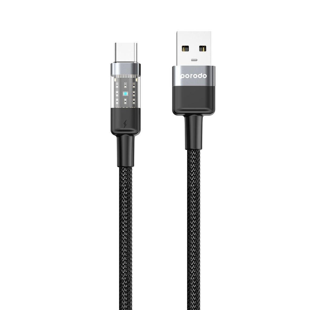 Porodo Braided 3A PD A to C Fast Charging cable with Transparent Head 1.2M 2 Porodo Braided 3A PD A to C Fast Charging cable with Transparent Head 1.2M - Image 2