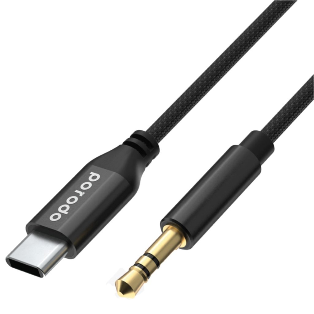 Porodo Braided Aluminum Type-C to 3.5mm AUX Cable 1.2M - Image 2
