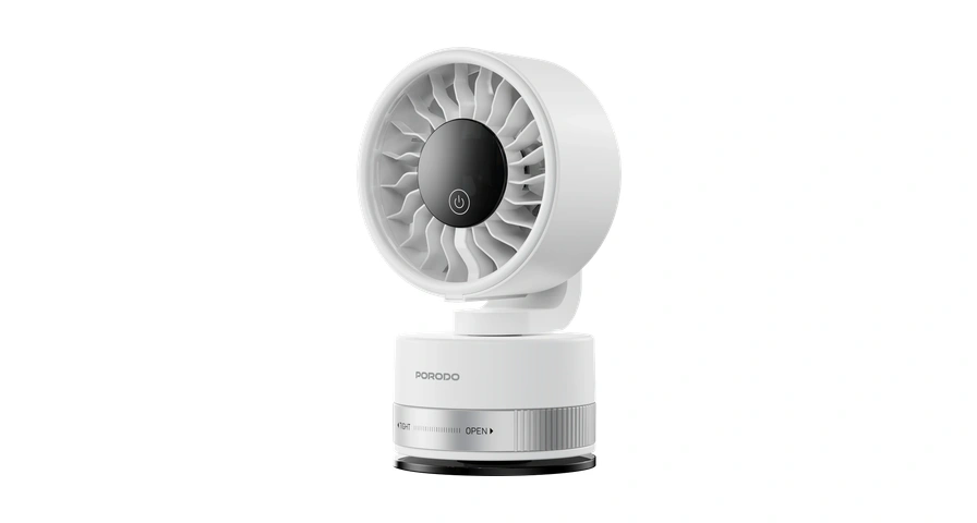Porodo Chillo Luxe Portable Suction Cup Fan with 4000mAh Rechargeable Battery - White 1 Porodo Chillo Luxe Portable Suction Cup Fan with 4000mAh Rechargeable Battery - White