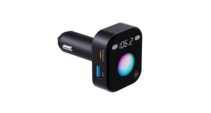 Porodo Dual Microphone FM Transmitter & Charger - Black 1 Porodo Dual Microphone FM Transmitter & Charger - Black