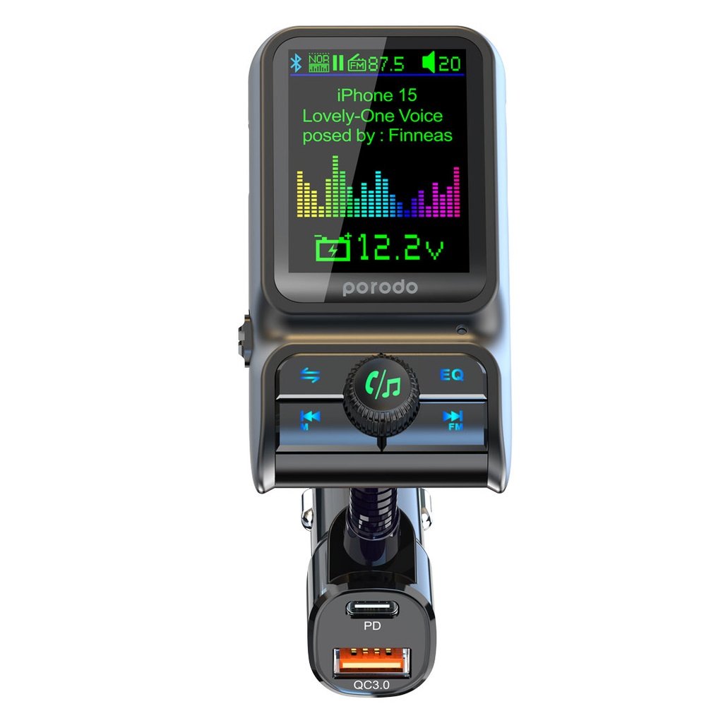 Porodo Dual Port Car Charger FM Transmitter PD 36W QC 18W 2 Porodo Dual Port Car Charger FM Transmitter PD 36W QC 18W - Image 2