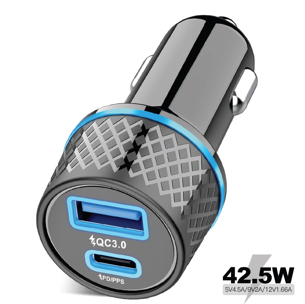 Porodo Dual Port Car Charger QC3.0 22.5W + PD 22W with Type-C to Lightning Cable 1 Porodo Dual Port Car Charger QC3.0 22.5W + PD 22W with Type-C to Lightning Cable
