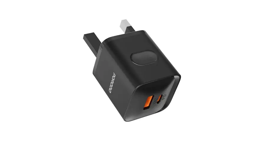 Porodo Dual Port GaN Wall Charger with USB-C to USB-C Cable - Black 1 Porodo Dual Port GaN Wall Charger with USB-C to USB-C Cable - Black