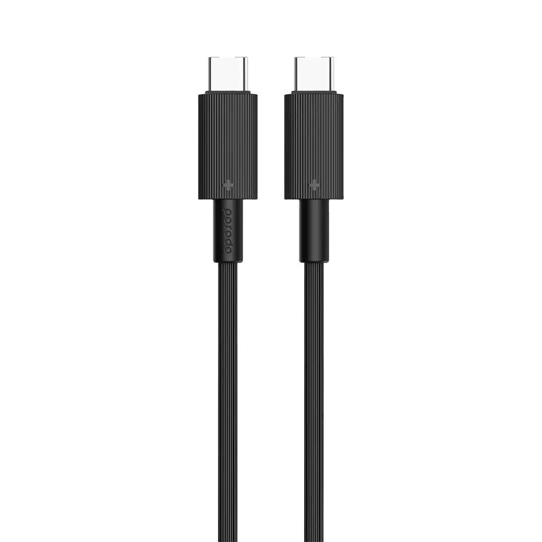 Porodo Dual Port GaN Wall Charger with USB-C to USB-C Cable - Black 2 Porodo Dual Port GaN Wall Charger with USB-C to USB-C Cable - Black - Image 2