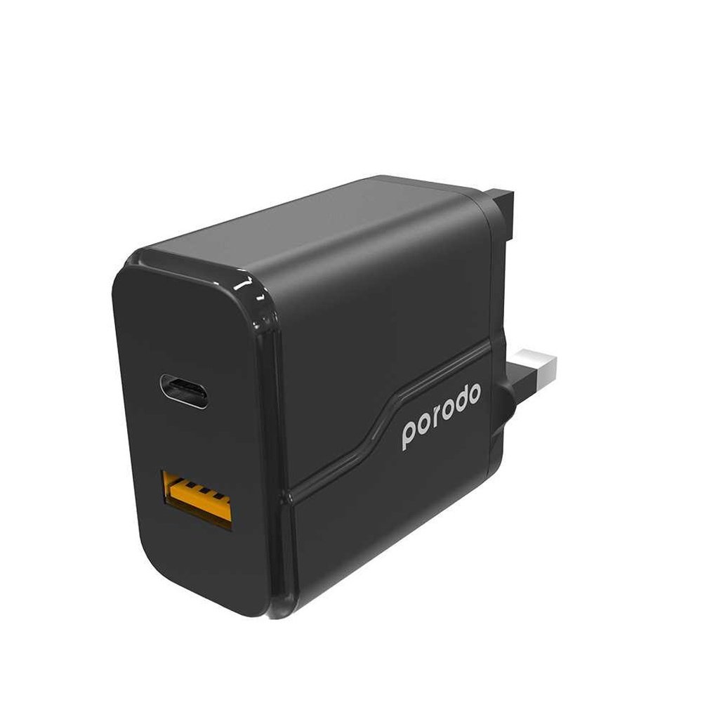 Porodo Dual Port Wall Charger PD 20W + QC3.0 UK 3 Porodo Dual Port Wall Charger PD 20W + QC3.0 UK - Image 3