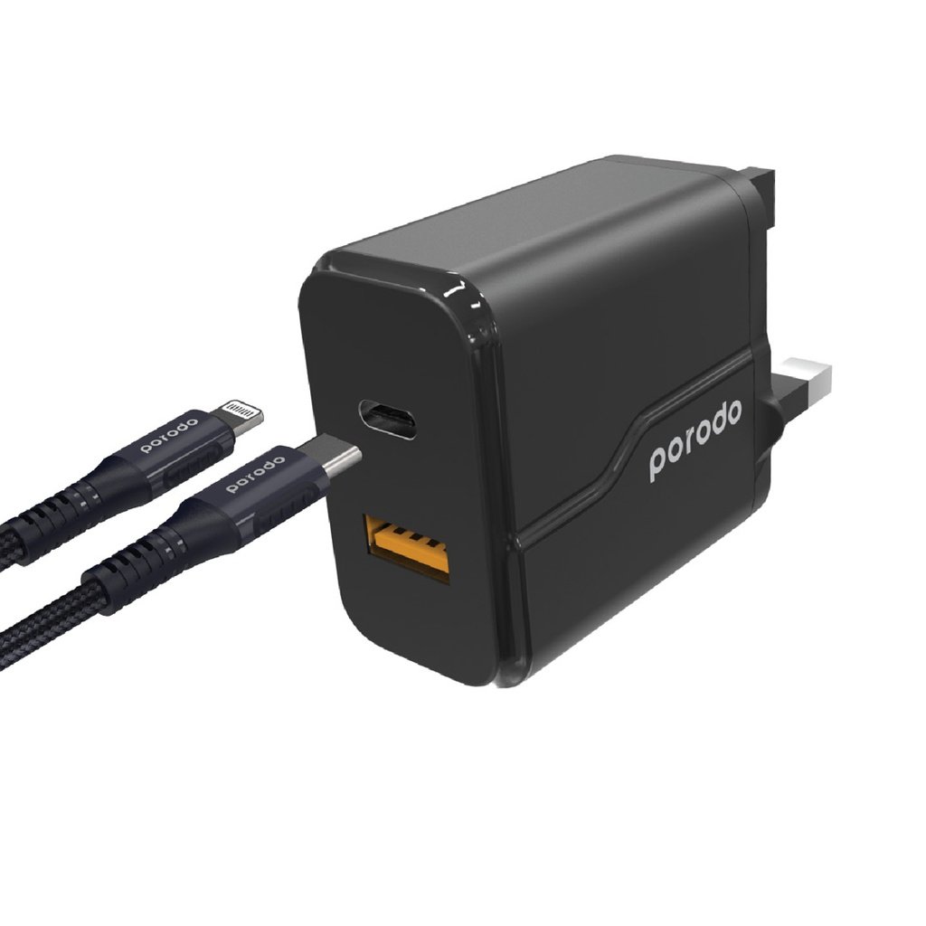 Porodo Dual Port Wall Charger PD 20W + QC3.0 UK 2 Porodo Dual Port Wall Charger PD 20W + QC3.0 UK - Image 2