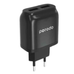 Porodo Dual USB-A Wall Charger 2.4A EU Fast Charging with Over-heat Protection
