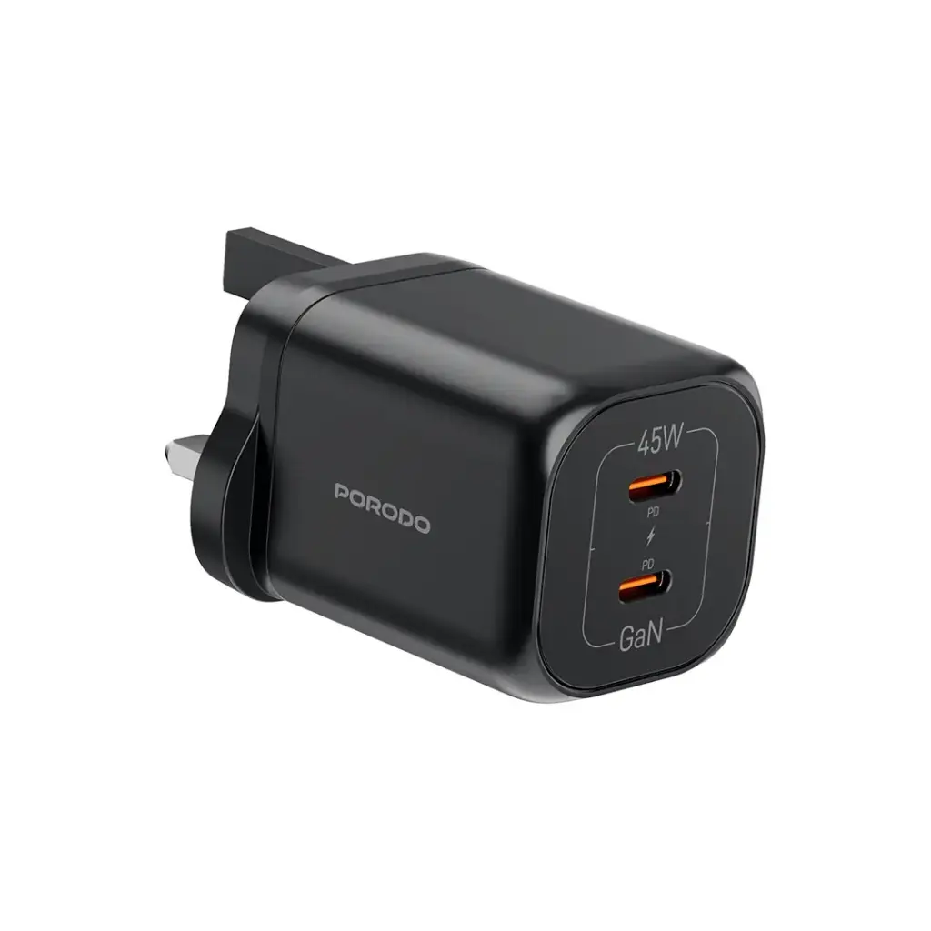 Porodo Dual USB-C Quick ChargerĀ - Black 2 Porodo Dual USB-C Quick ChargerĀ - Black - Image 2