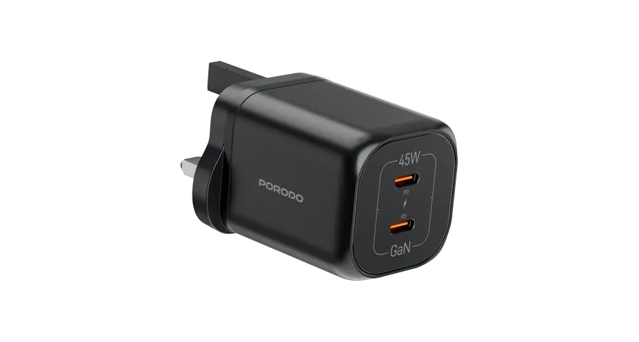 Porodo Dual USB-C Quick ChargerĀ - Black 1 Porodo Dual USB-C Quick ChargerĀ - Black