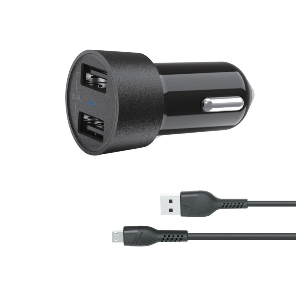 Porodo Dual USB Car Charger 3.4A with Micro USB Cable 4ft. 3 Porodo Dual USB Car Charger 3.4A with Micro USB Cable 4ft. - Image 3