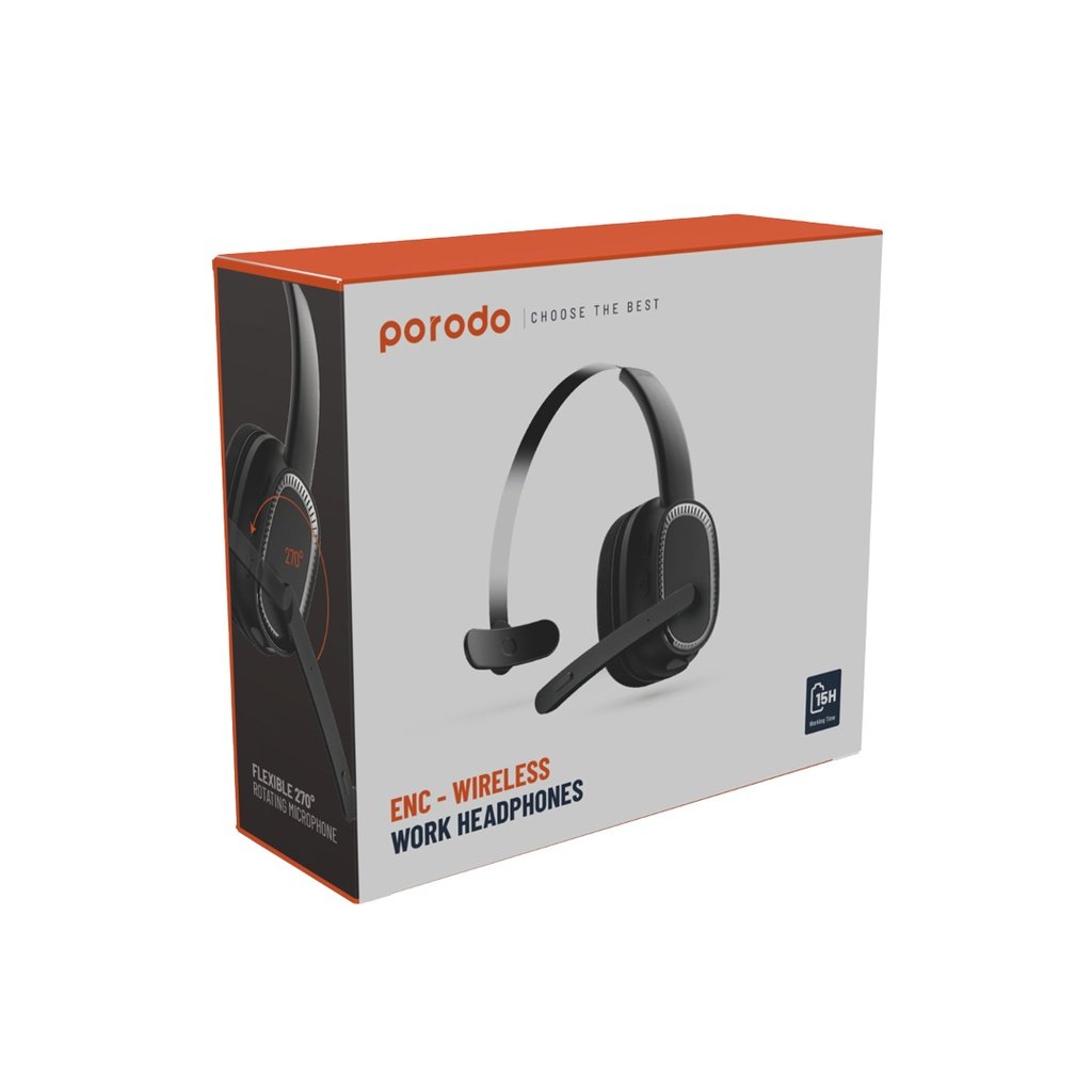 Porodo ENC Wireless Work Headphone - Black 4 Porodo ENC Wireless Work Headphone - Black - Image 4