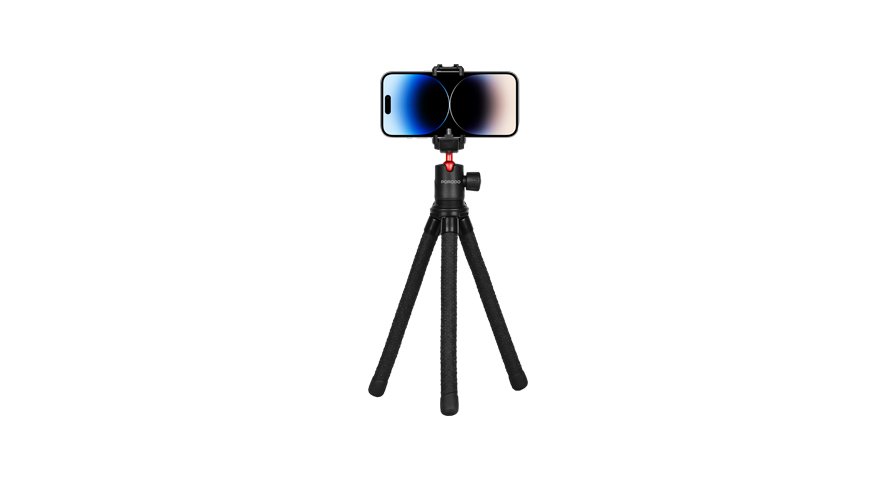 Porodo Flexible Tripod Stand - Black 1 Porodo Flexible Tripod Stand - Black