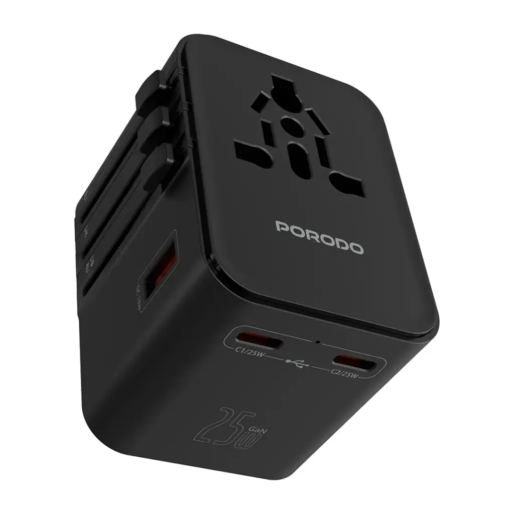 Porodo GaN Universal Travel Multi-Port Quick Charger – Black 2 Porodo GaN Universal Travel Multi-Port Quick Charger – Black - Image 2