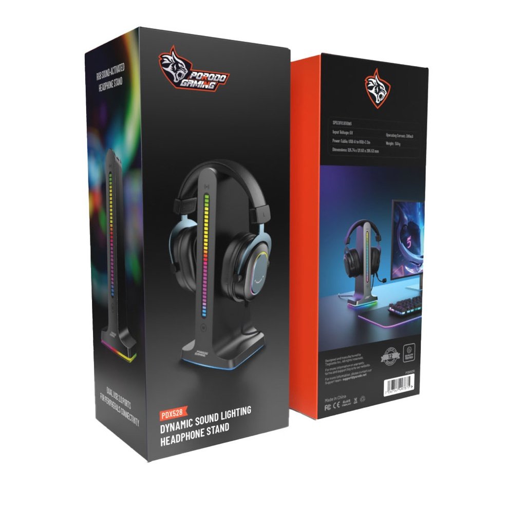 Porodo Gaming RGB Dynamic Sound Lighting Headphone Stand with Cable Storage 300mAh 3 Porodo Gaming RGB Dynamic Sound Lighting Headphone Stand with Cable Storage 300mAh - Image 3
