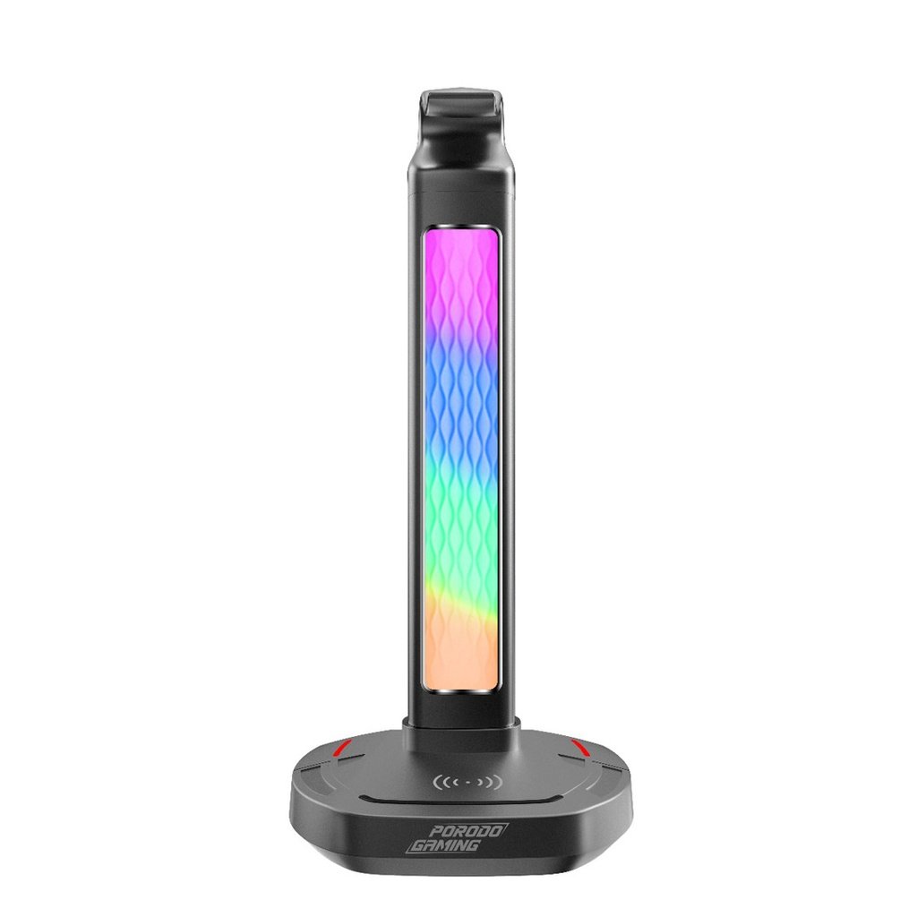 Porodo Gaming RGB Headphone Stand, Wireless Charging & USB-C Hub with Screen Lamp 5W 4 Porodo Gaming RGB Headphone Stand, Wireless Charging & USB-C Hub with Screen Lamp 5W - Image 4