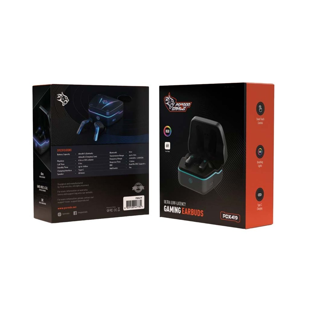 Porodo Gaming Ultra Low-Latency Gaming Earbuds - Black 2 Porodo Gaming Ultra Low-Latency Gaming Earbuds - Black - Image 2