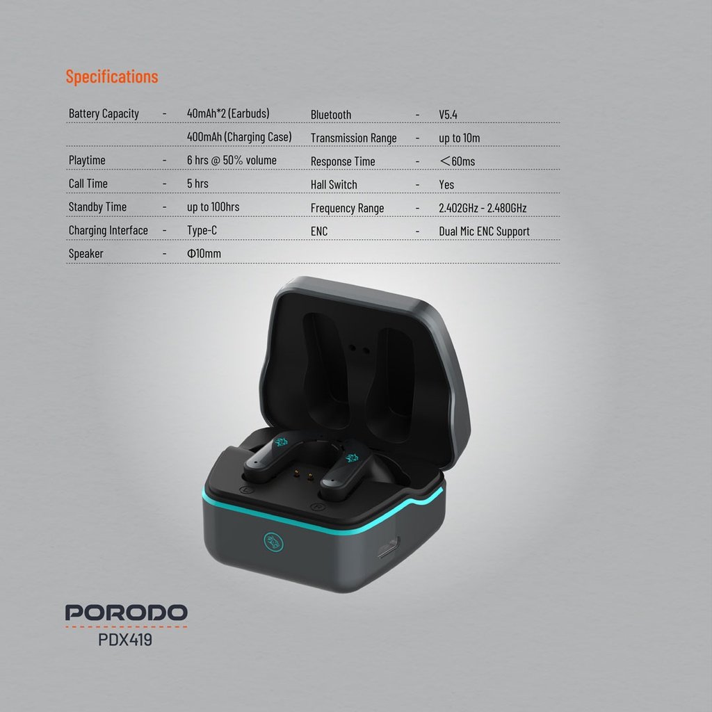 Porodo Gaming Ultra Low-Latency Gaming Earbuds - Black 3 Porodo Gaming Ultra Low-Latency Gaming Earbuds - Black - Image 3
