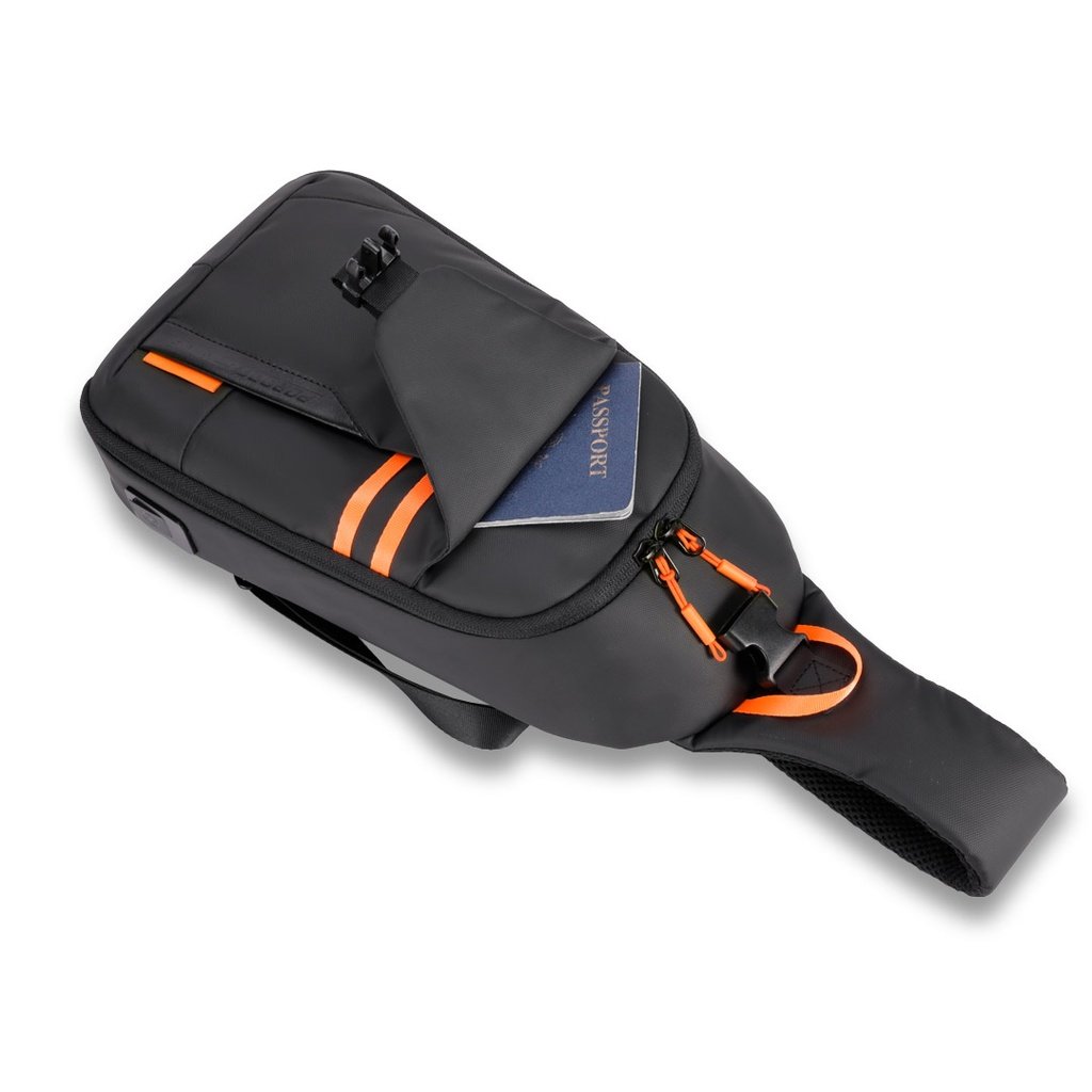 Porodo Gaming Water-Resistant PU Sling Bag With USB-C Port 3 Porodo Gaming Water-Resistant PU Sling Bag With USB-C Port - Image 3