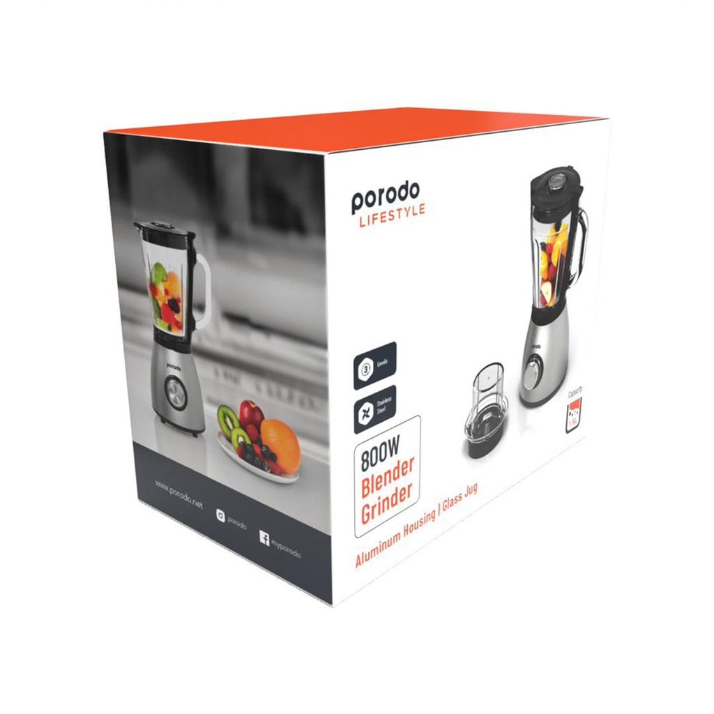 Porodo LifeStyle 800W 1.5L SS Blender with Grinder with BS Plug 5 Porodo LifeStyle 800W 1.5L SS Blender with Grinder with BS Plug - Image 5