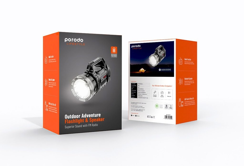 Porodo LifeStyle Outdoor 10W 3 in 1 Flashlight with FM Radio and Bluetooth Speaker 2 Porodo LifeStyle Outdoor 10W 3 in 1 Flashlight with FM Radio and Bluetooth Speaker - Image 2