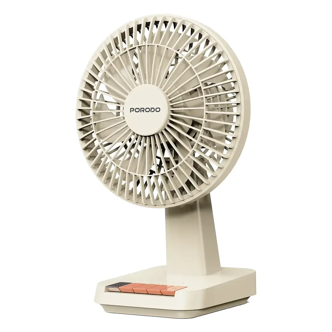 Porodo Lifestyle Chillo Portable Desk Fan with Oscillating Function & Indicator Lights - Beige 2 Porodo Lifestyle Chillo Portable Desk Fan with Oscillating Function & Indicator Lights - Beige - Image 2