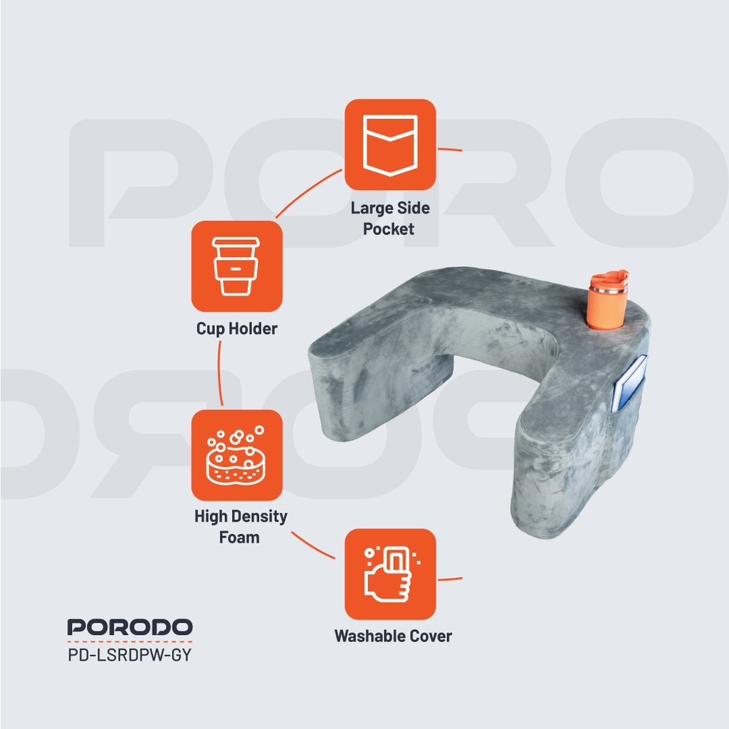 Porodo Lifestyle Lap Desk Pillow - Grey 3 Porodo Lifestyle Lap Desk Pillow - Grey - Image 3