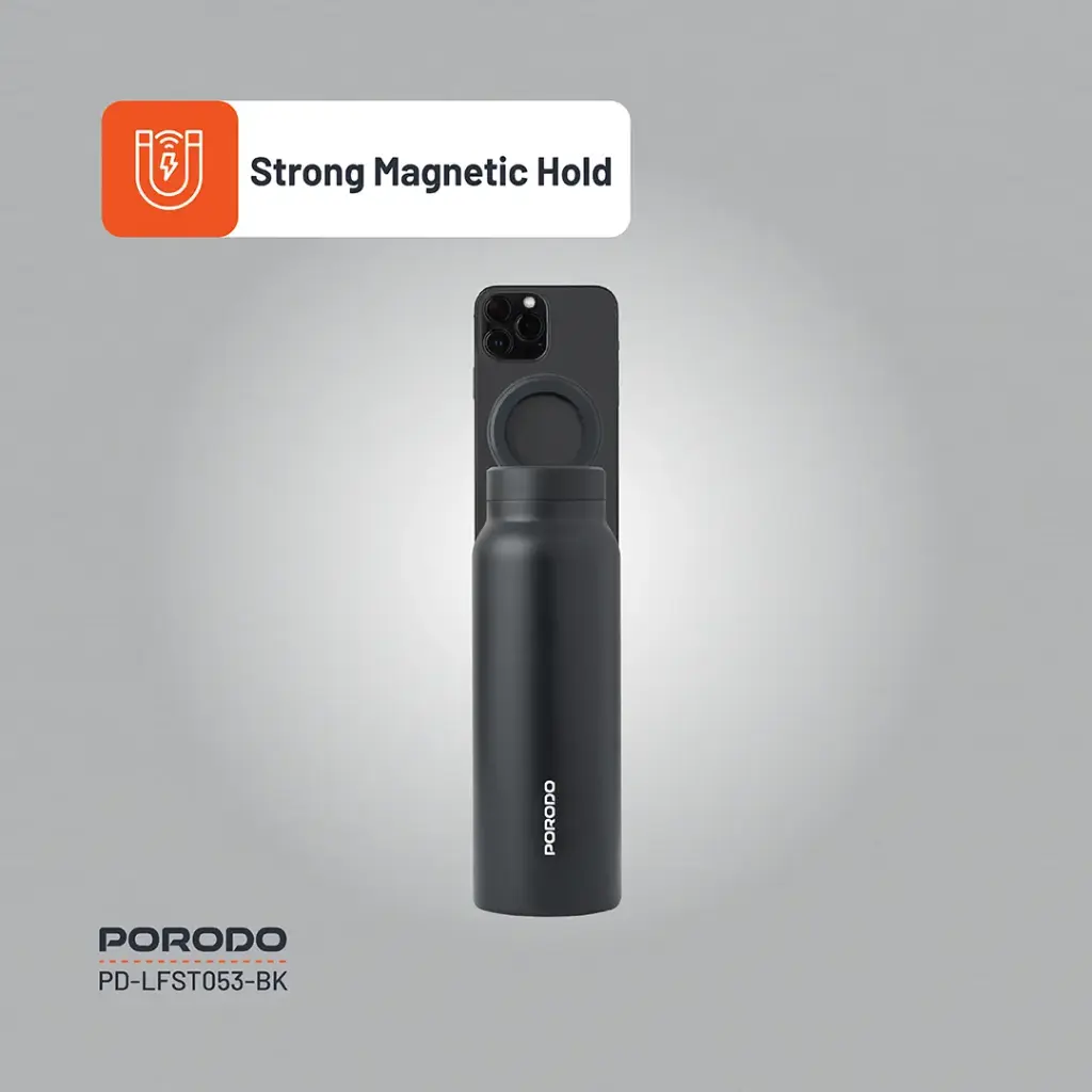 Porodo Lifestyle Magnetic Mount Water Bottle - Black 5 Porodo Lifestyle Magnetic Mount Water Bottle - Black - Image 5