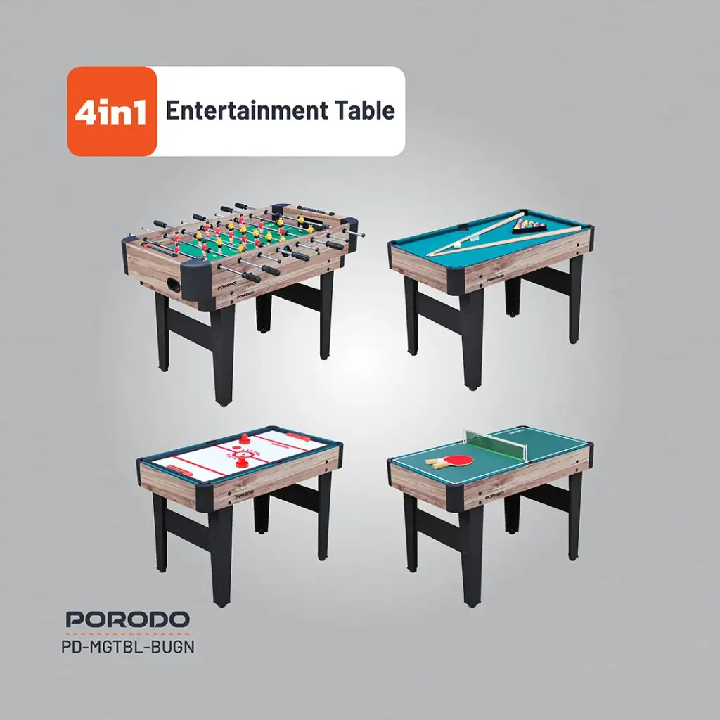 Porodo Lifestyle Multi-Game Table Foosball | Billiards | Hockey | Table Tennis - Brown 4 Porodo Lifestyle Multi-Game Table Foosball | Billiards | Hockey | Table Tennis - Brown - Image 4