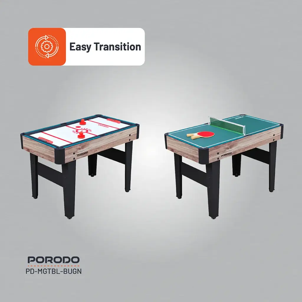 Porodo Lifestyle Multi-Game Table Foosball | Billiards | Hockey | Table Tennis - Brown 5 Porodo Lifestyle Multi-Game Table Foosball | Billiards | Hockey | Table Tennis - Brown - Image 5