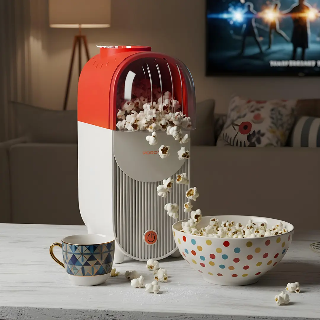 Porodo Lifestyle Popper Hot Air Popcorn Maker with Measuring Cup - White & Orange 3 Porodo Lifestyle Popper Hot Air Popcorn Maker with Measuring Cup - White & Orange - Image 3